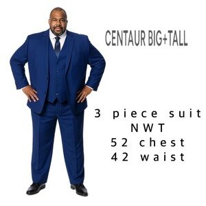 Centaur European Big & Tall 3-Piece Suit – Size 52/42 – NWT